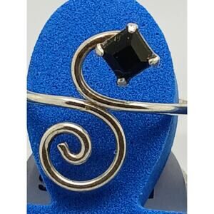 Sexy Black Crystal Rhinestone Toe Ring Adjustable Sterling Silver Free Gift Box